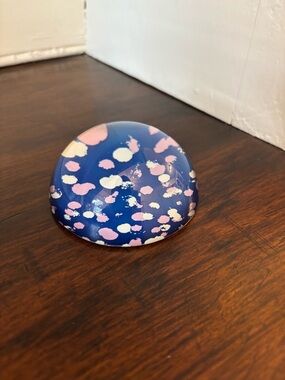 Pink and Blue Round Glass Paperweight